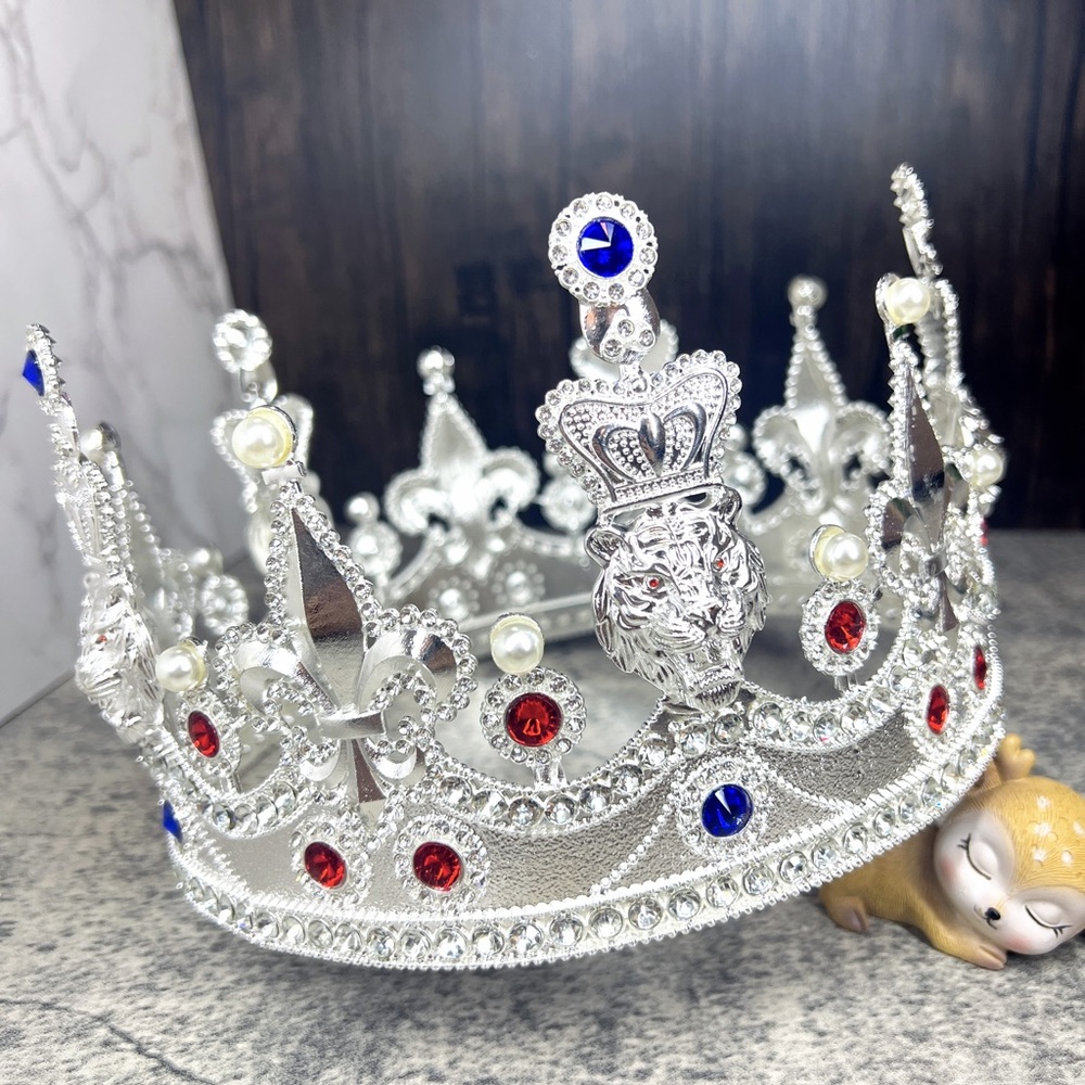 Lion King Silver Crown, Royal Crown, Noble Headpiece, Gift for Him, Size: XXL